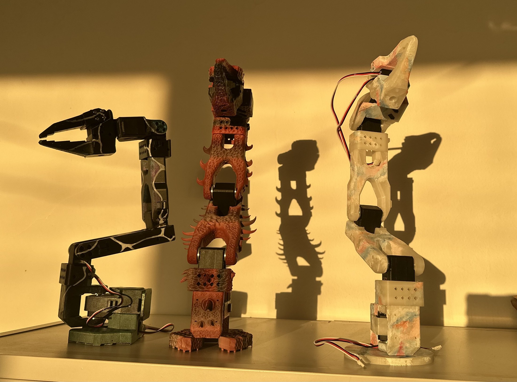 Custom 3D-printed robotic arm variations