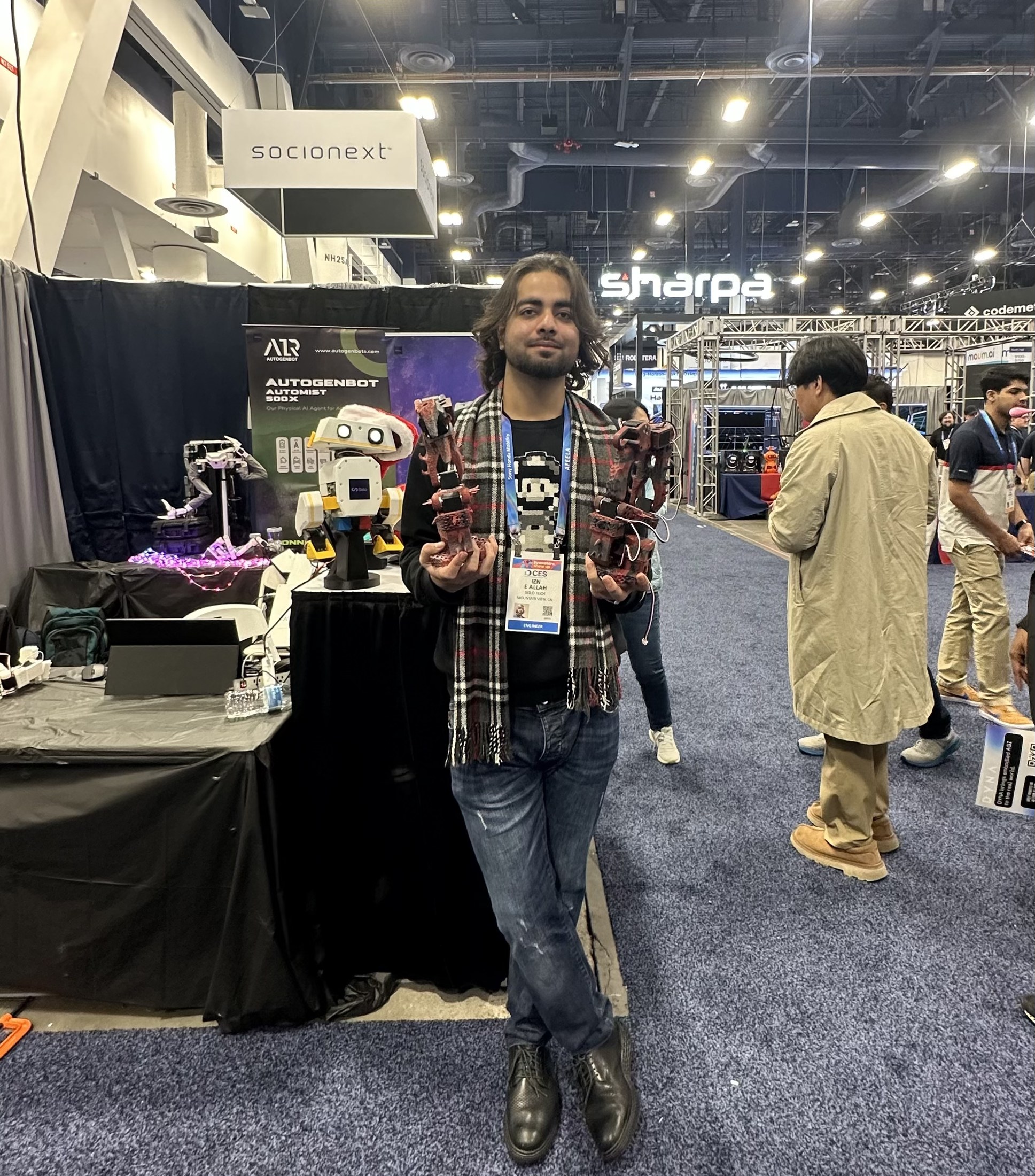 Izn E Allah showcasing custom robotic parts at CES